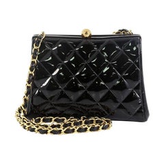 Chanel Vintage Chain Frame Bag Quilted Patent Small