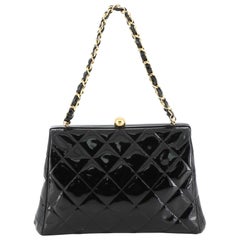 Chanel Vintage Chain Frame Bag Quilted Patent Small