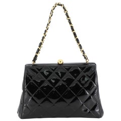 Chanel Vintage Chain Frame Bag Quilted Patent Small
