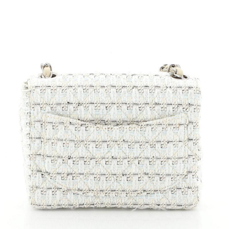 Chanel Vintage Chain Handle Flap Bag Quilted Tweed Mini In Good Condition In NY, NY