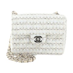  Chanel Vintage Chain Handle Flap Bag Quilted Tweed Mini