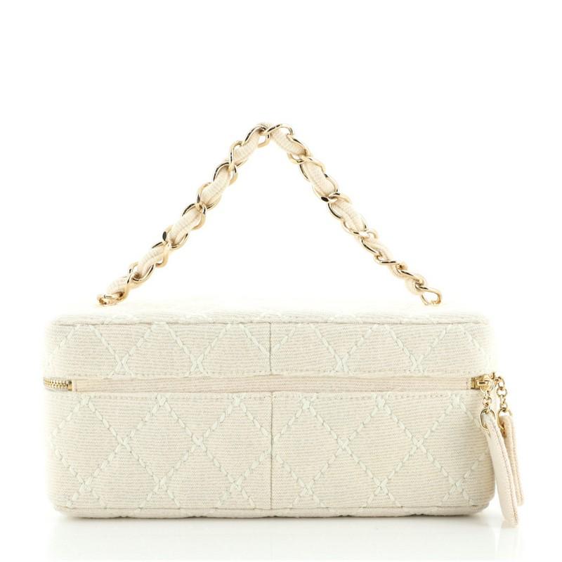 Chanel VIntage Chain Handle Vanity Bag Quilted Jersey In Good Condition In NY, NY
