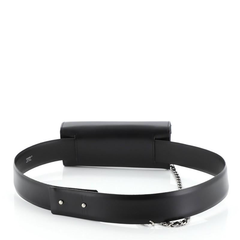 Black Chanel Vintage Chain Mademoiselle Belt Bag Calfskin