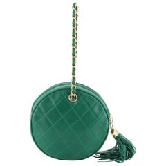 Chanel Vintage Chain Round Clutch Quilted Lambskin Small