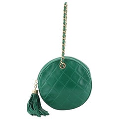 Chanel Vintage Chain Round Clutch Quilted Lambskin Small 