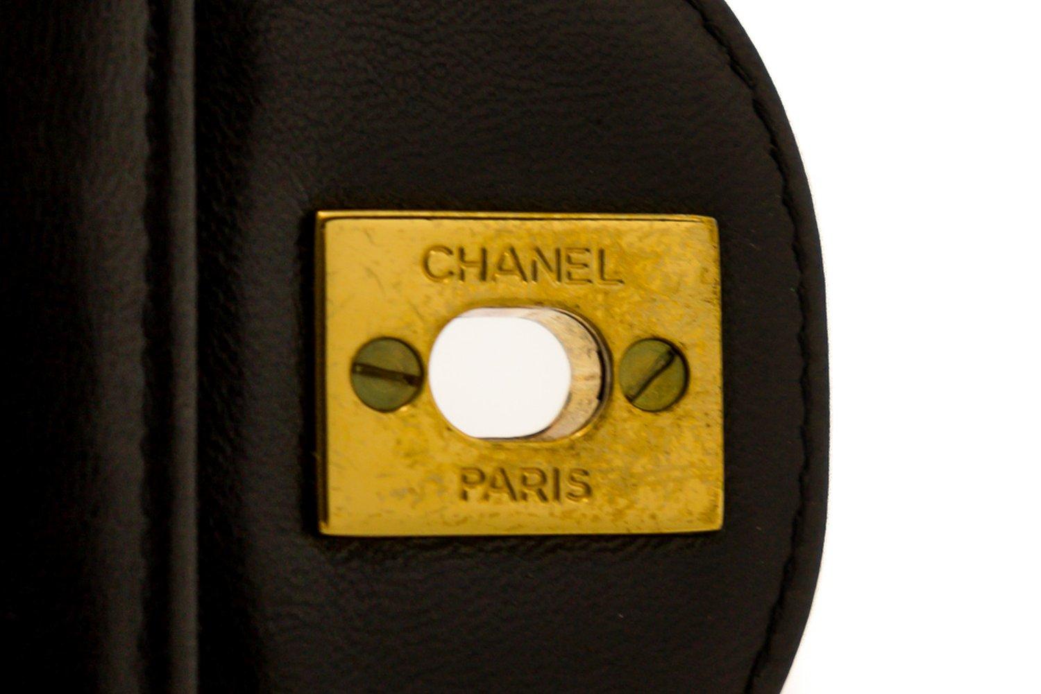 CHANEL Vintage Chain Shoulder Bag Black Flap Quilted Lambskin 10
