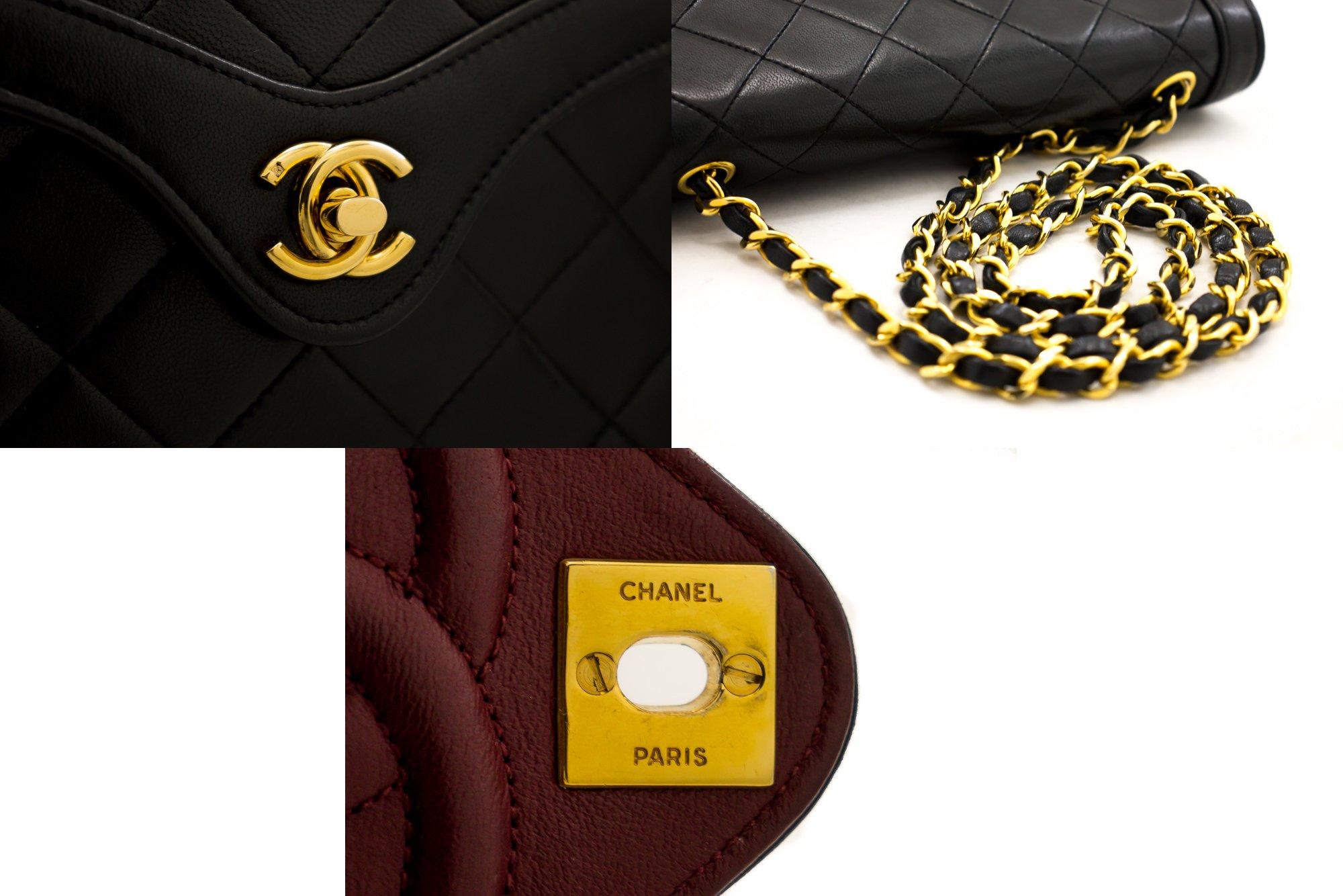 CHANEL Vintage Chain Shoulder Bag Black Flap Quilted Lambskin 3