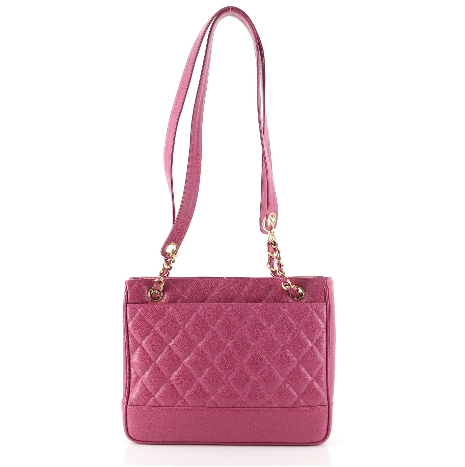 Pink Chanel Vintage Chain Tote Quilted Caviar Medium