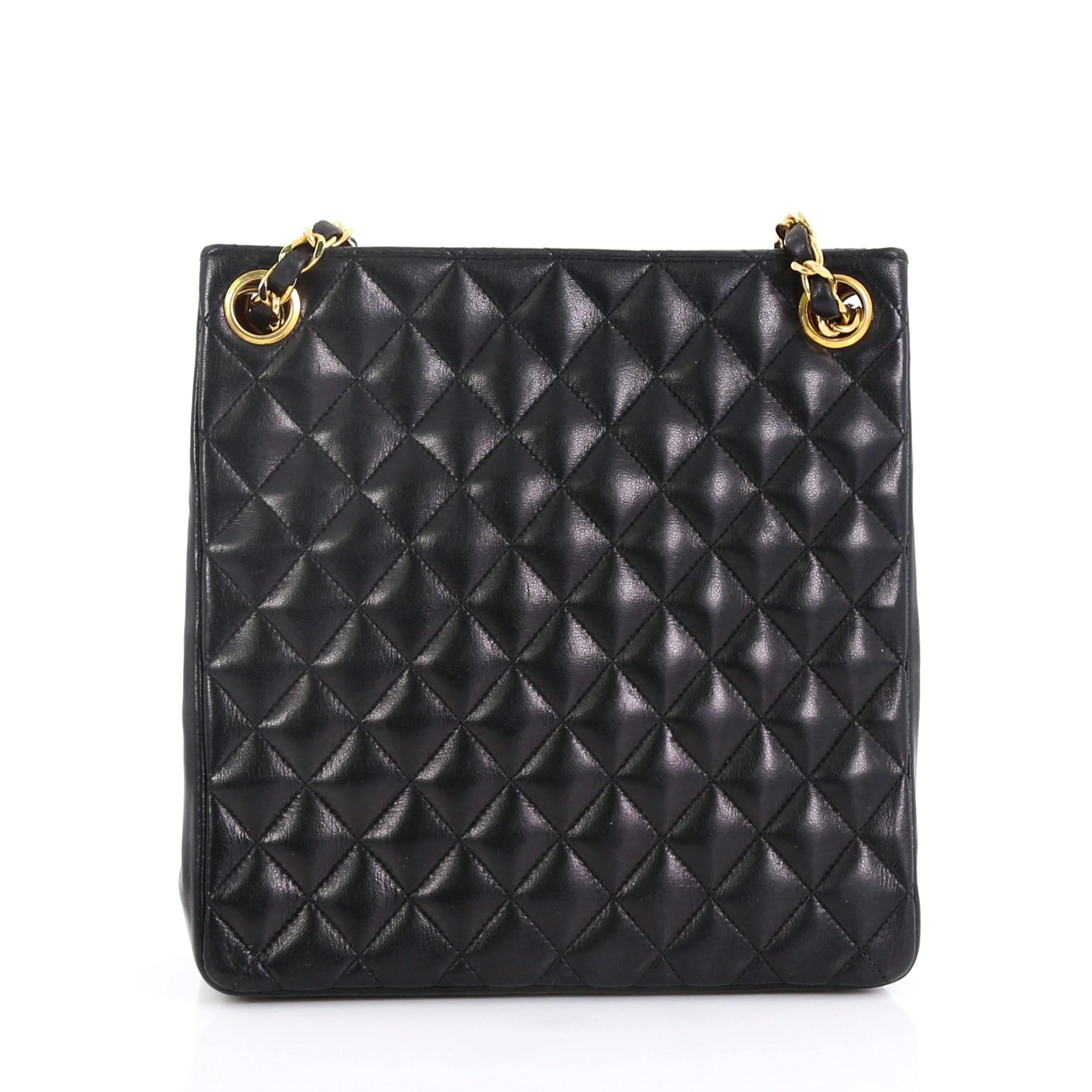  Chanel Vintage Chain Tote Quilted Lambskin Mini In Good Condition In NY, NY