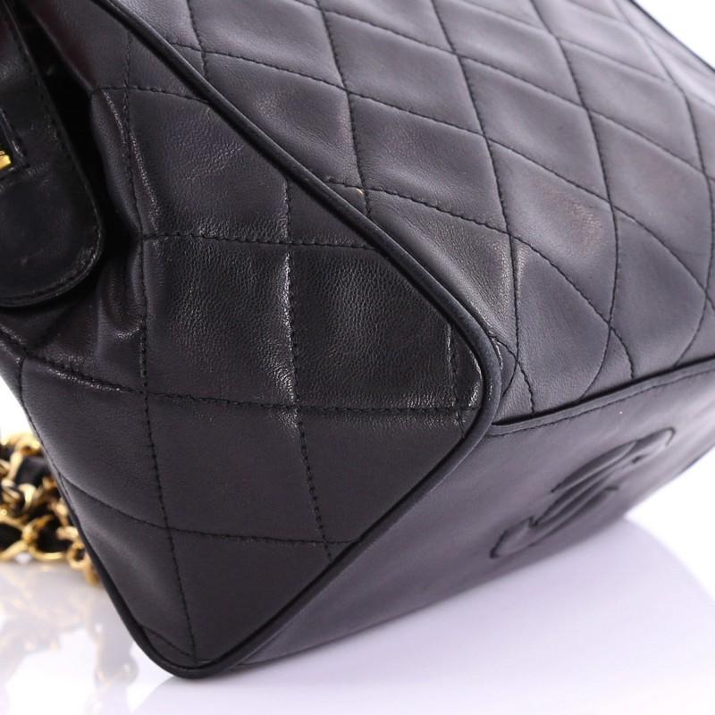 Black Chanel Vintage Chain Tote Quilted Lambskin Mini