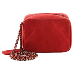 Chanel Vintage Kette Handgelenk Clutch aus gestepptem Wildleder Mini
