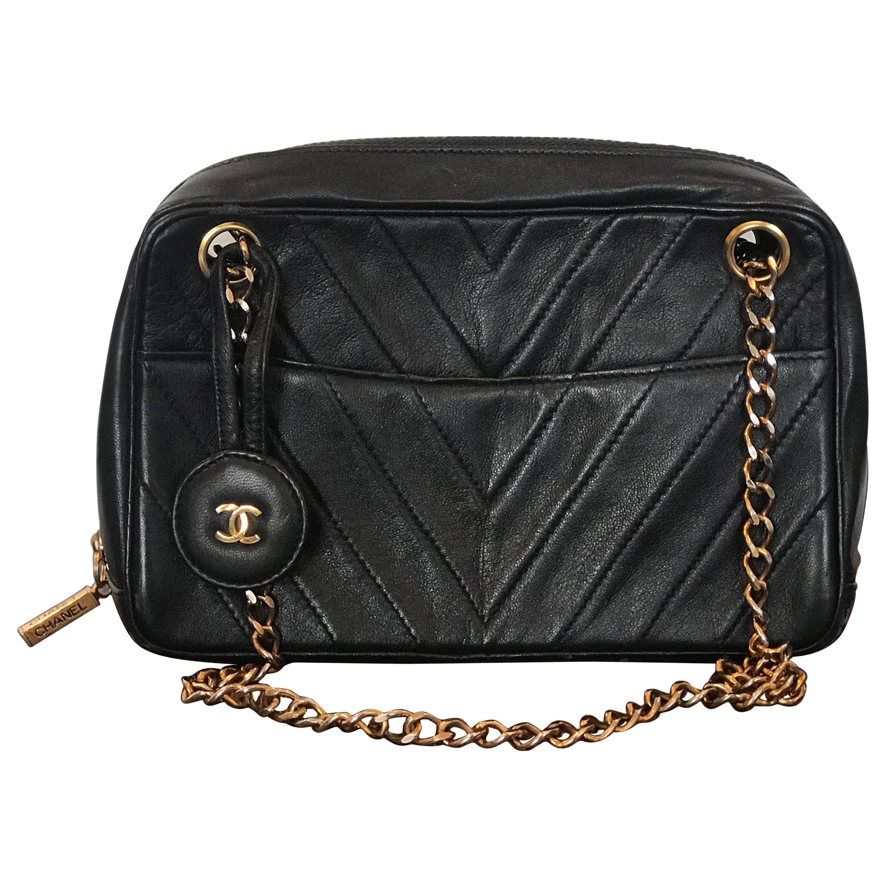 Chanel Vintage Chevron Camera Bag For Sale