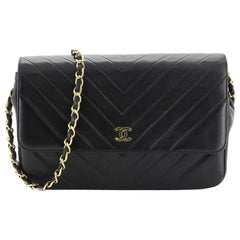 Chanel Vintage Chevron Clutch on Chain Quilted Lambskin Small