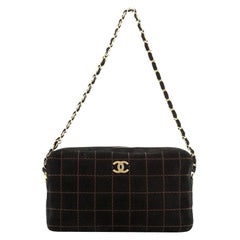 Chanel Vintage Chocolate Bar Camera Bag Quilted Suede