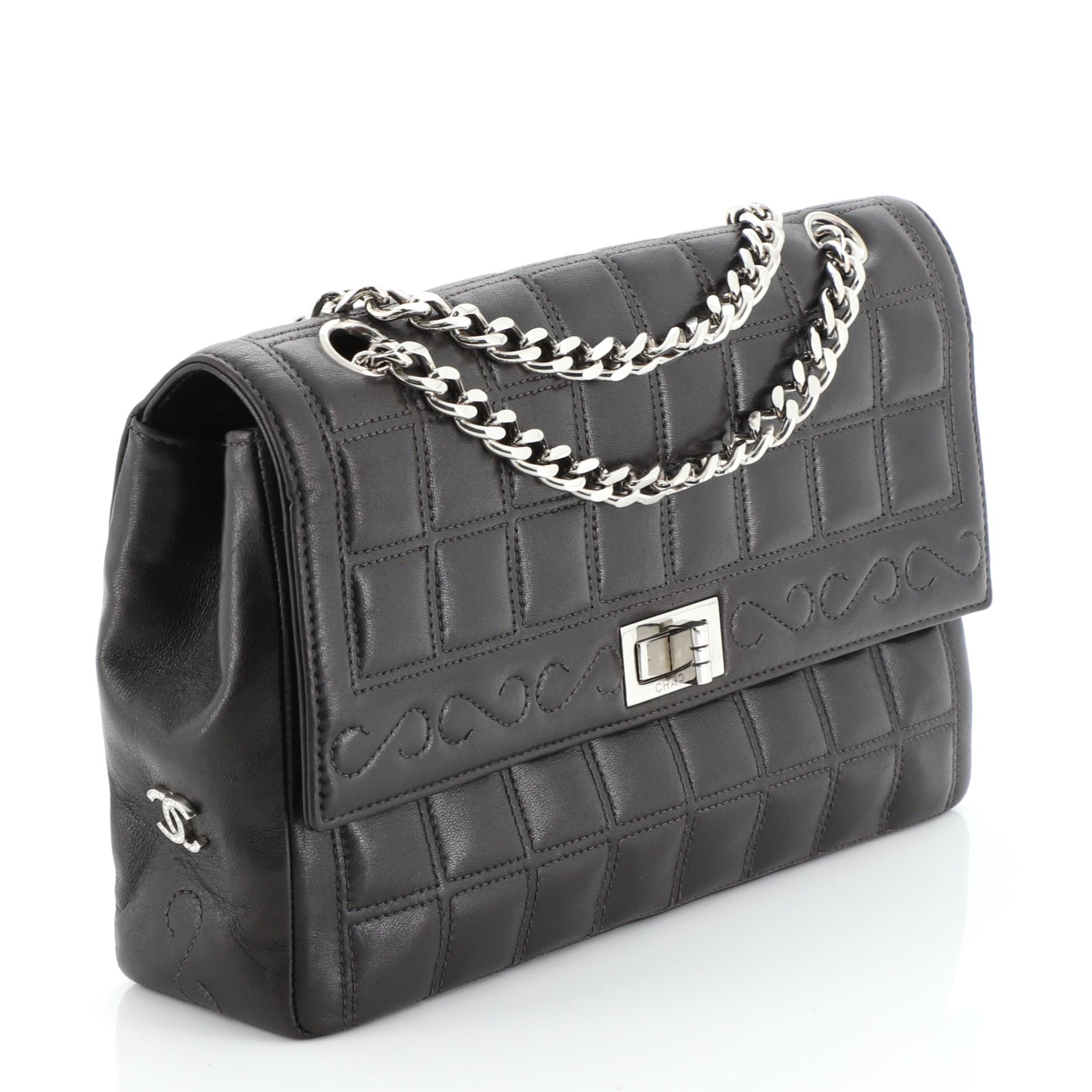 Black Chanel Vintage Chocolate Bar Mademoiselle Chain Flap Bag