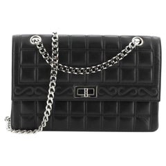 Chanel Vintage Chocolate Bar Mademoiselle Chain Flap Bag Quilted Leather 