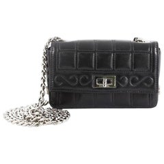 Chanel Vintage Chocolate Bar Mademoiselle Chain Flap Bag Quilted Leather Mini