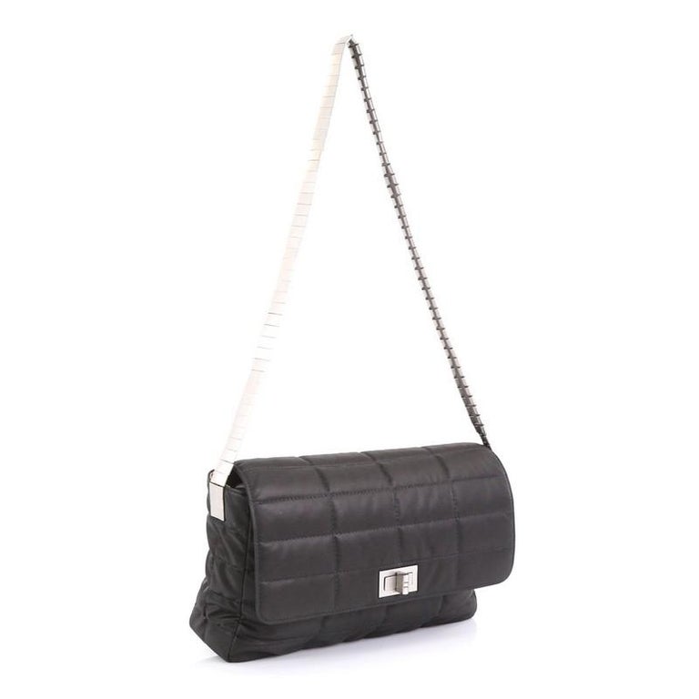 Chanel Vintage Chocolate Bar Mademoiselle Flap Bag Quilted Nylon Medium at  1stDibs