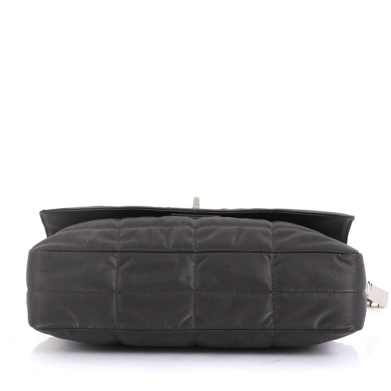 Black Chanel Vintage Chocolate Bar Mademoiselle Flap Bag Quilted Nylon Medium