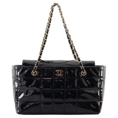 Chanel Vintage Chocolate Bar Tote Quilted Patent Small