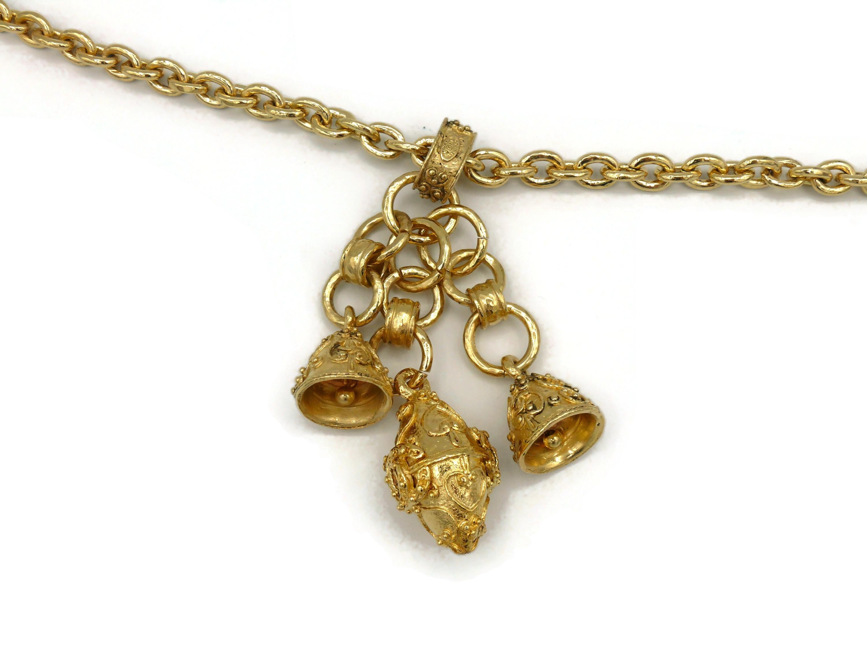 Chanel Vintage Chunky Gold Toned Bells and Egg Charms Necklace, 1994 For Sale 9