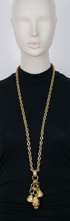 Chanel Vintage Chunky Gold Toned Bells and Egg Charms Necklace, 1994