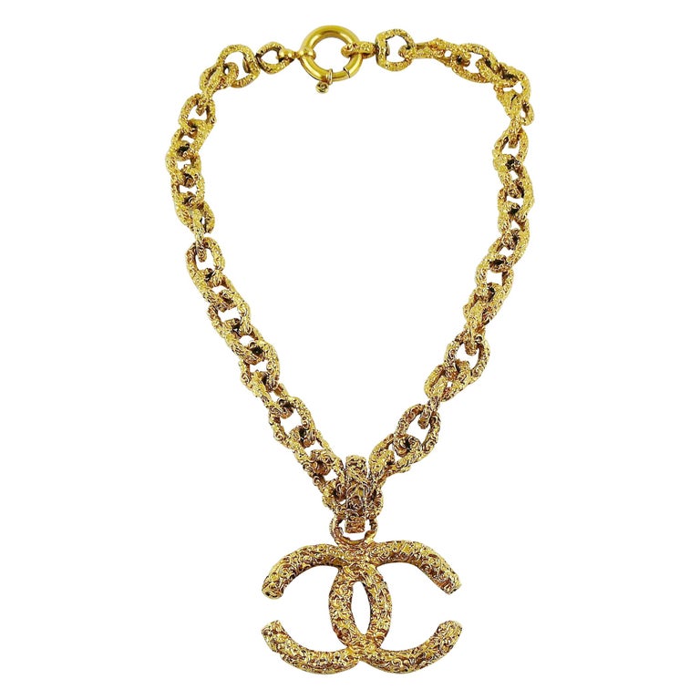 Chanel Vintage Chunky Toned CC Logo Necklace 1stDibs