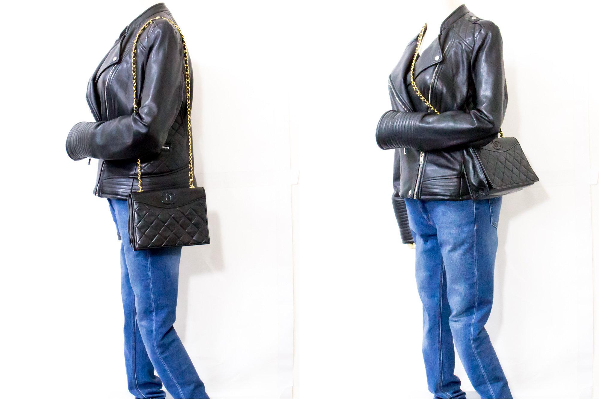 CHANEL Vintage Classic Chain Shoulder Bag Black Quilted Full Flap 7