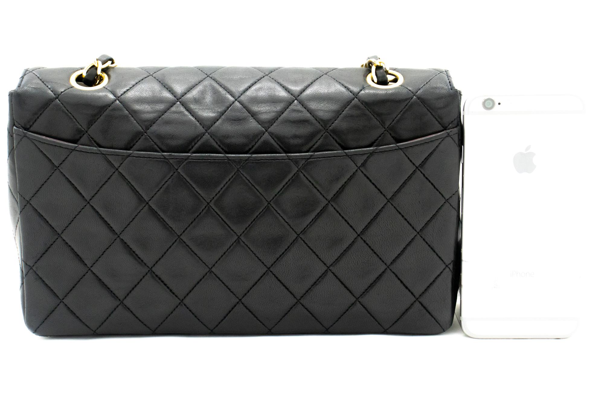 Black CHANEL Vintage Classic Chain Shoulder Bag Flap Quilted Lambskin