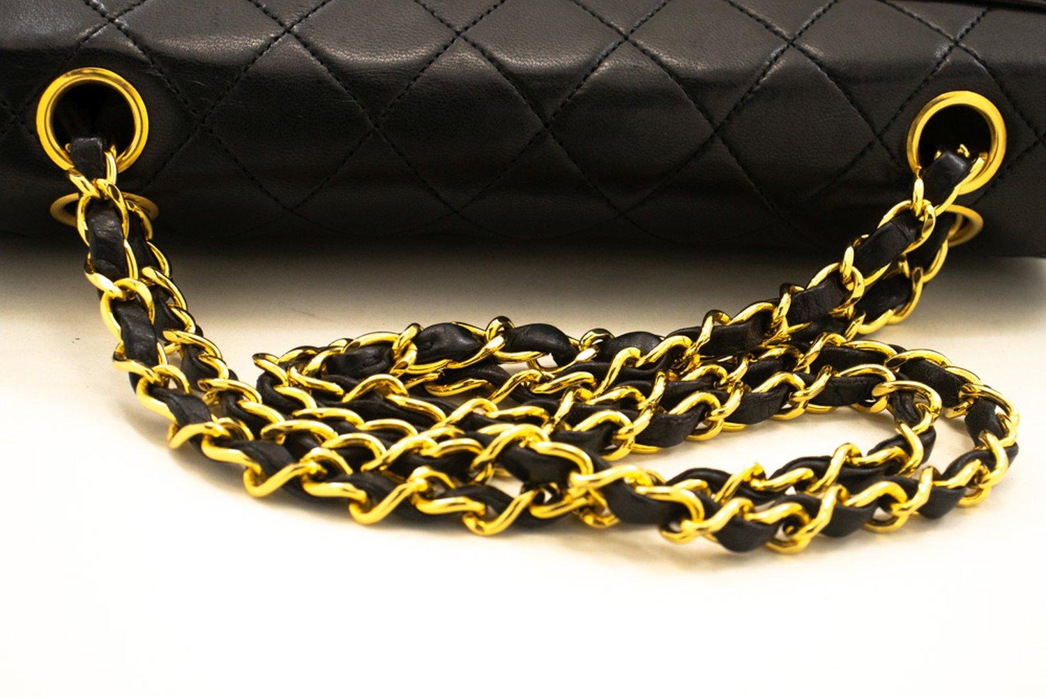 CHANEL Vintage Classic Chain Shoulder Bag Single Flap Quilted Lamb For Sale 9