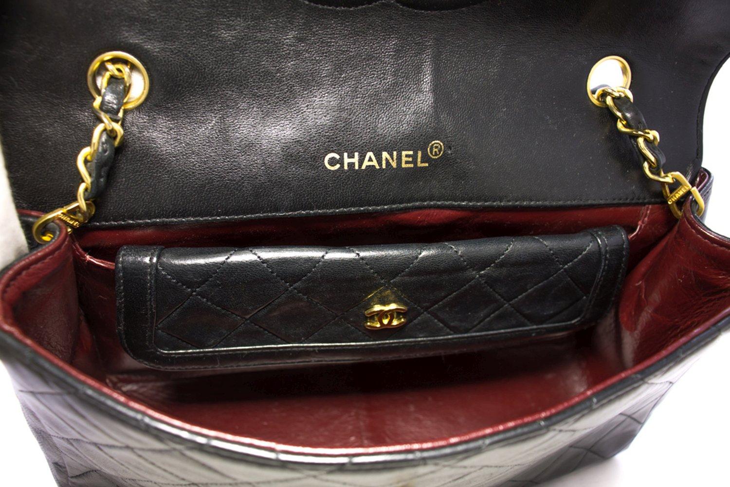 CHANEL Vintage Classic Chain Shoulder Bag Single Flap Quilted Lamb 12
