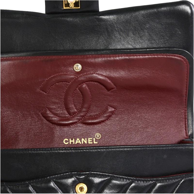 Chanel Vintage Classic Double Flap Bag Chevron Lambskin Medium 3