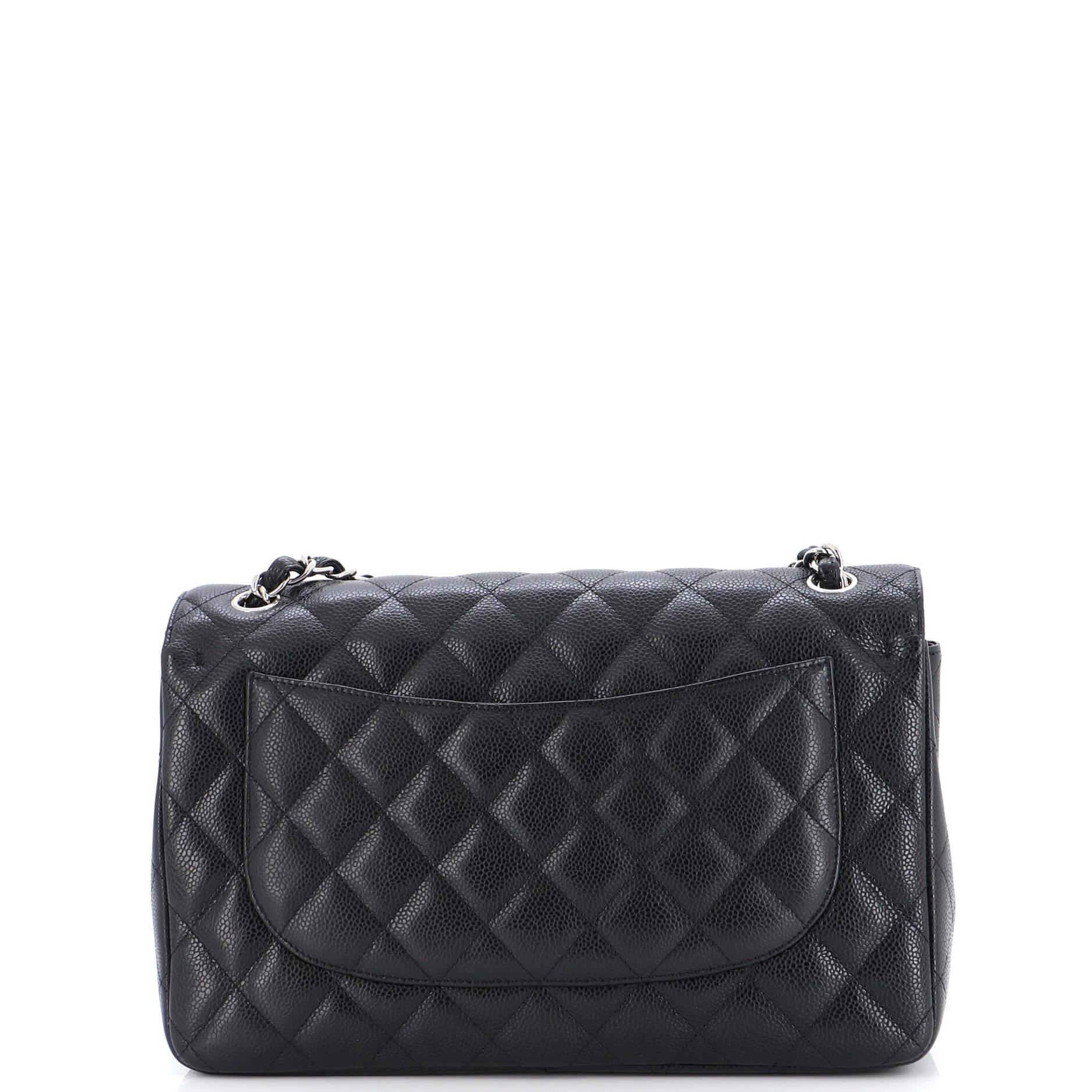 Women's or Men's Chanel Vintage Classic Double Flap Bag Quilted Caviar Jumbo