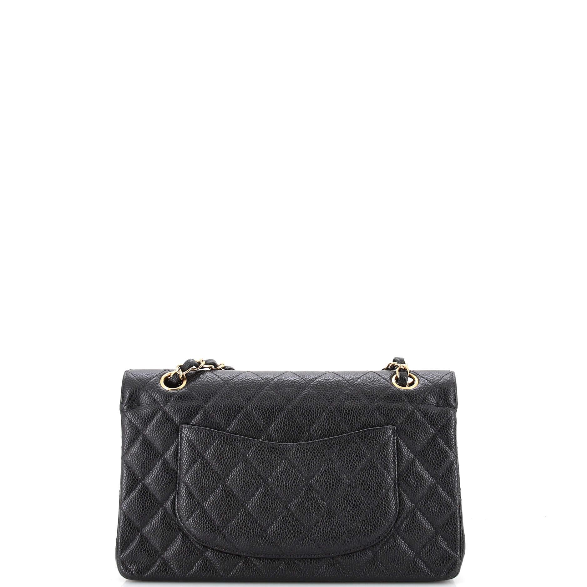 Chanel Vintage Classic Double Flap Bag Quilted Caviar Medium In Good Condition In NY, NY
