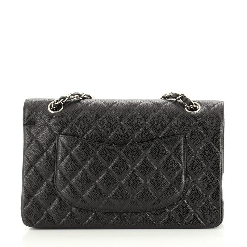 Chanel Vintage Classic Double Flap Bag Quilted Caviar Medium In Good Condition In NY, NY