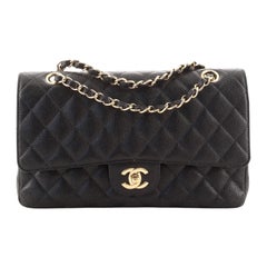 Chanel Vintage Classic Double Flap Bag Quilted Caviar Medium