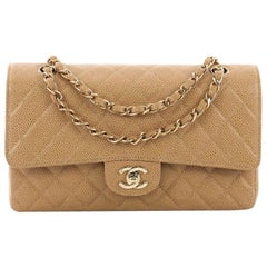 Chanel Vintage Classic Double Flap Bag Quilted Caviar Medium