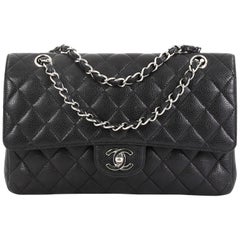 Chanel Vintage Classic Double Flap Bag Quilted Caviar Medium