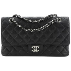 Chanel Vintage Classic Double Flap Bag Quilted Caviar Medium