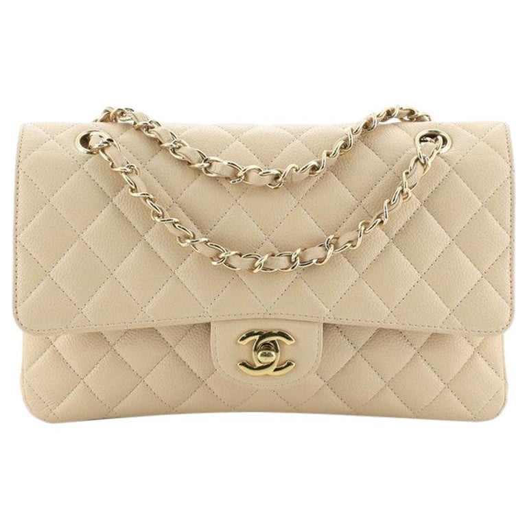 Chanel Vintage Classic Double Flap Bag Quilted Caviar Medium at 1stDibs