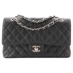 Chanel Vintage Classic Double Flap Bag Quilted Caviar Medium