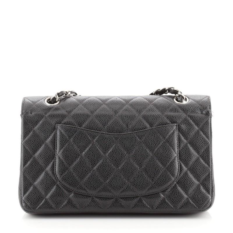 Black Chanel Vintage Classic Double Flap Bag Quilted Caviar Small