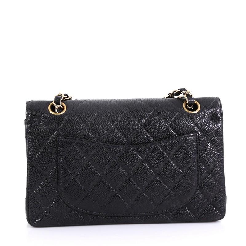 Chanel Vintage Classic Double Flap Bag Quilted Caviar Small In Good Condition In NY, NY