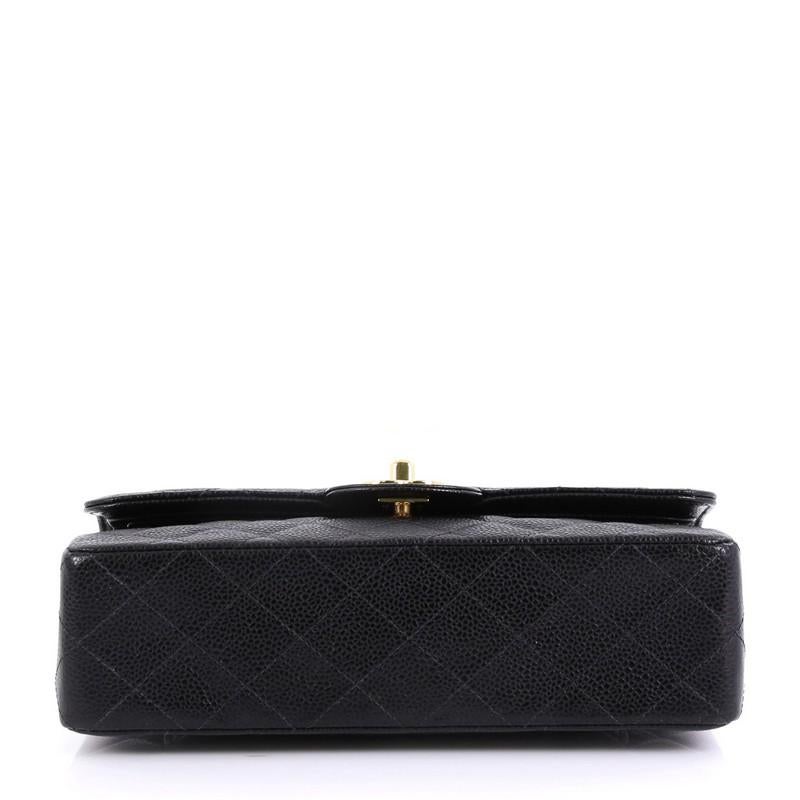Women's Chanel Vintage Classic Double Flap Bag Quilted Caviar Small