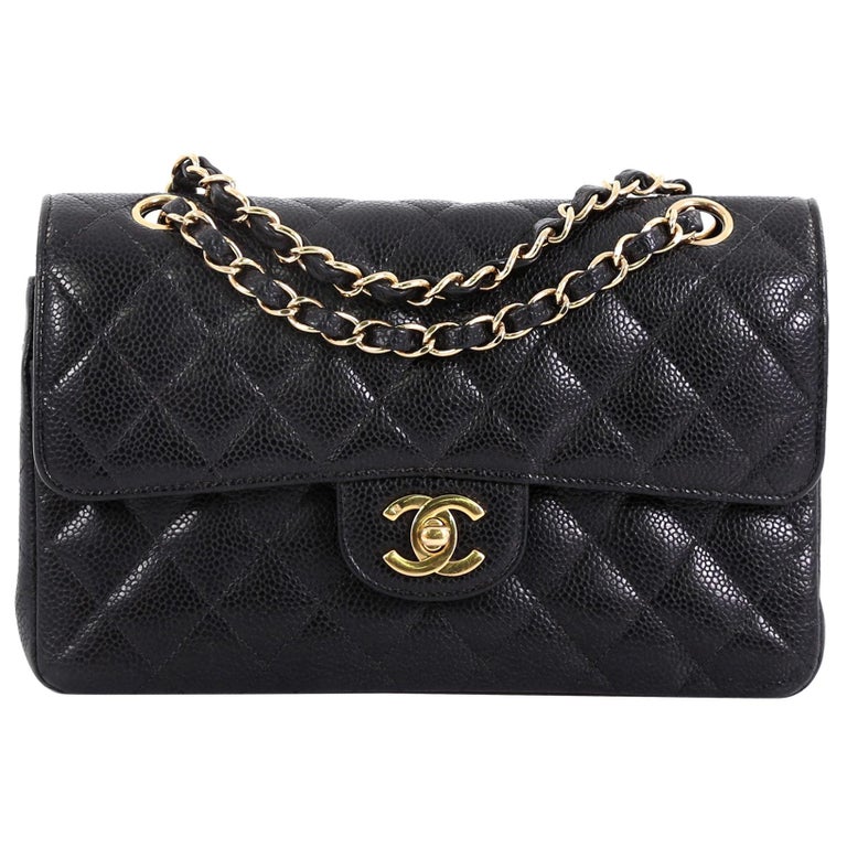 Chanel Vintage Classic Double Flap Bag Quilted Caviar Small at 1stDibs