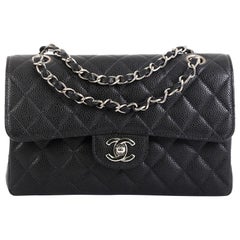 Chanel Vintage Classic Double Flap Bag Quilted Caviar Small 