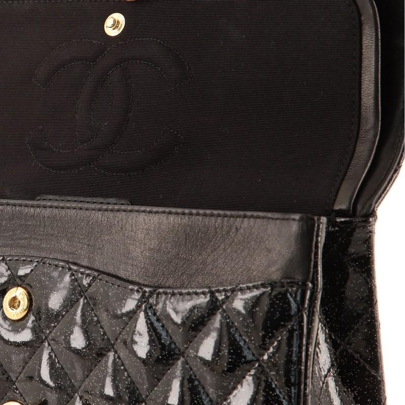 Chanel Vintage Classic Double Flap Tasche Gesteppt Glitter Lackleder Medium 3