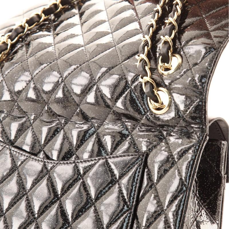 Chanel Vintage Classic Double Flap Tasche Gesteppt Glitter Lackleder Medium 4