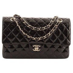 Chanel Vintage Classic Double Flap Bag Quilted Glitter Patent Medium
