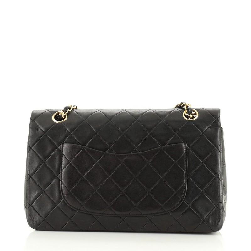 Black Chanel Vintage Classic Double Flap Bag Quilted Lambskin Medium